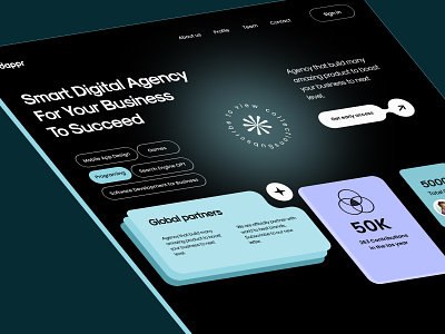 Digital Agency Landing page dark landing page dark theme interface landing landing page design landingpage landingpageui minimal ui uiux ux uxui design web web design web designer web interface webpage website websitedesign webui