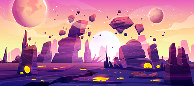 Alien planet landscape for space game background alien design game game design illustration landscape planet space vector
