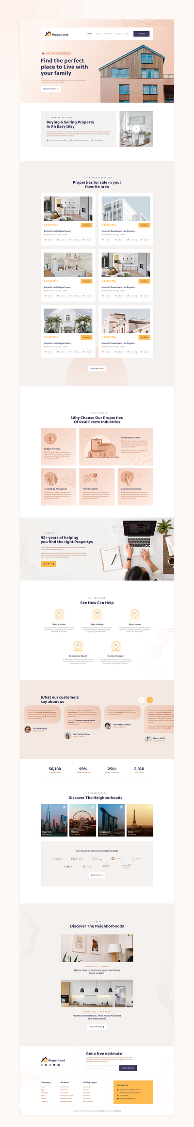 Real Estate Website Landing Page design figma design illustration interface design landing page landing page design real estate website ui ui design user interface design ux design web app web application website website design