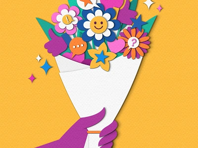 Bunch of Feelings art bouquet bunch editorial emotion feedback feelings flowers illustration paper craft papercut photoshop positive