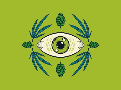 Green Temple Brand Illustrations - CBD brand badge brand illustrations branding cannabis cbd cbd illustrations design eye graphic design green eye hemp hemp illustrations illustration logo psychedelic vector weed weed illustration