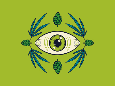 Green Temple Brand Illustrations - CBD brand badge brand illustrations branding cannabis cbd cbd illustrations design eye graphic design green eye hemp hemp illustrations illustration logo psychedelic vector weed weed illustration