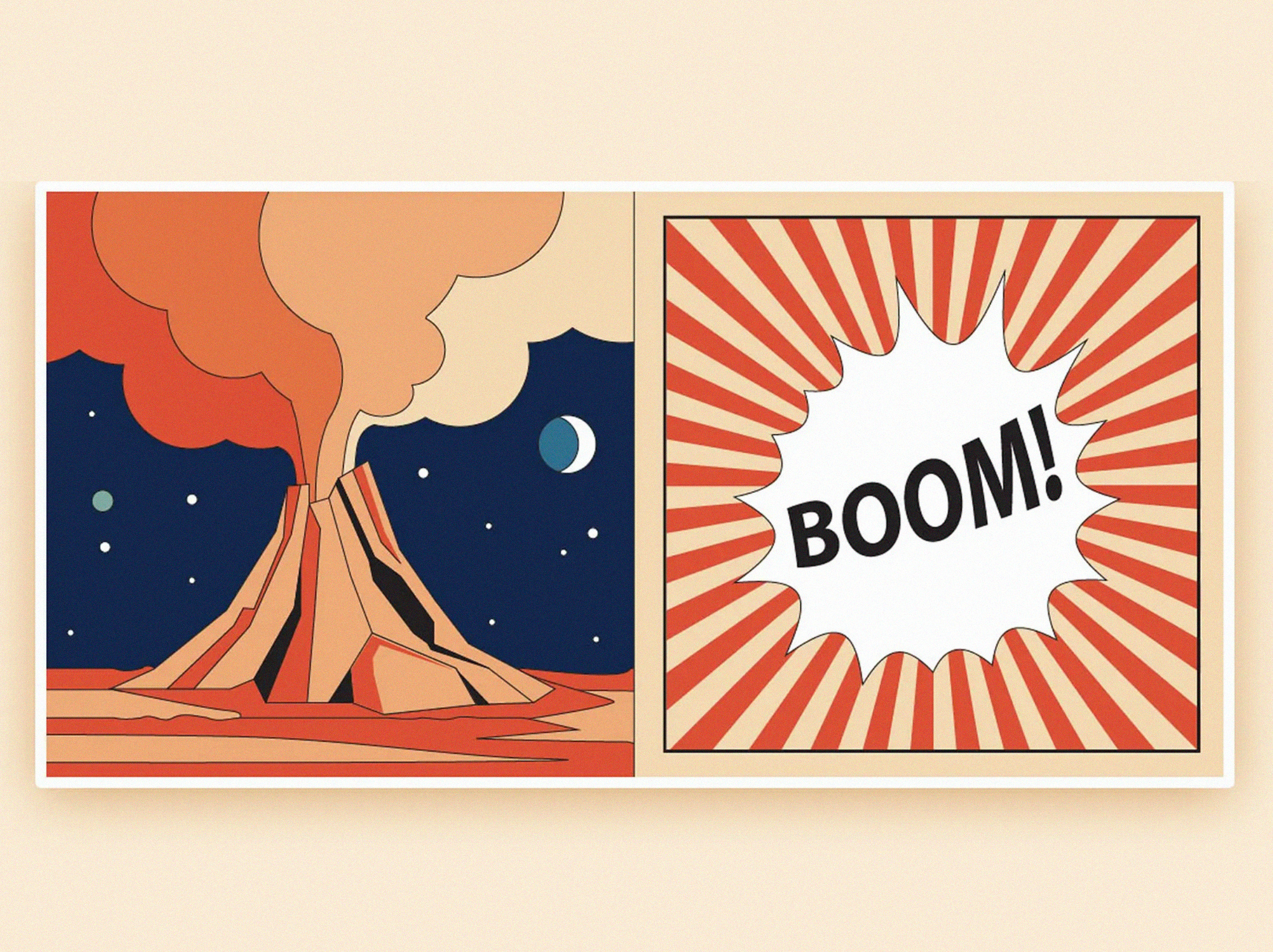 Space Chronicles modular illustration system cartoon comic book comic bubble design editable template erupting volcano eruption explosion free freebie illustration mid century pop art retro space volcano speech bubble vector vintage volcano illustration volcano lava