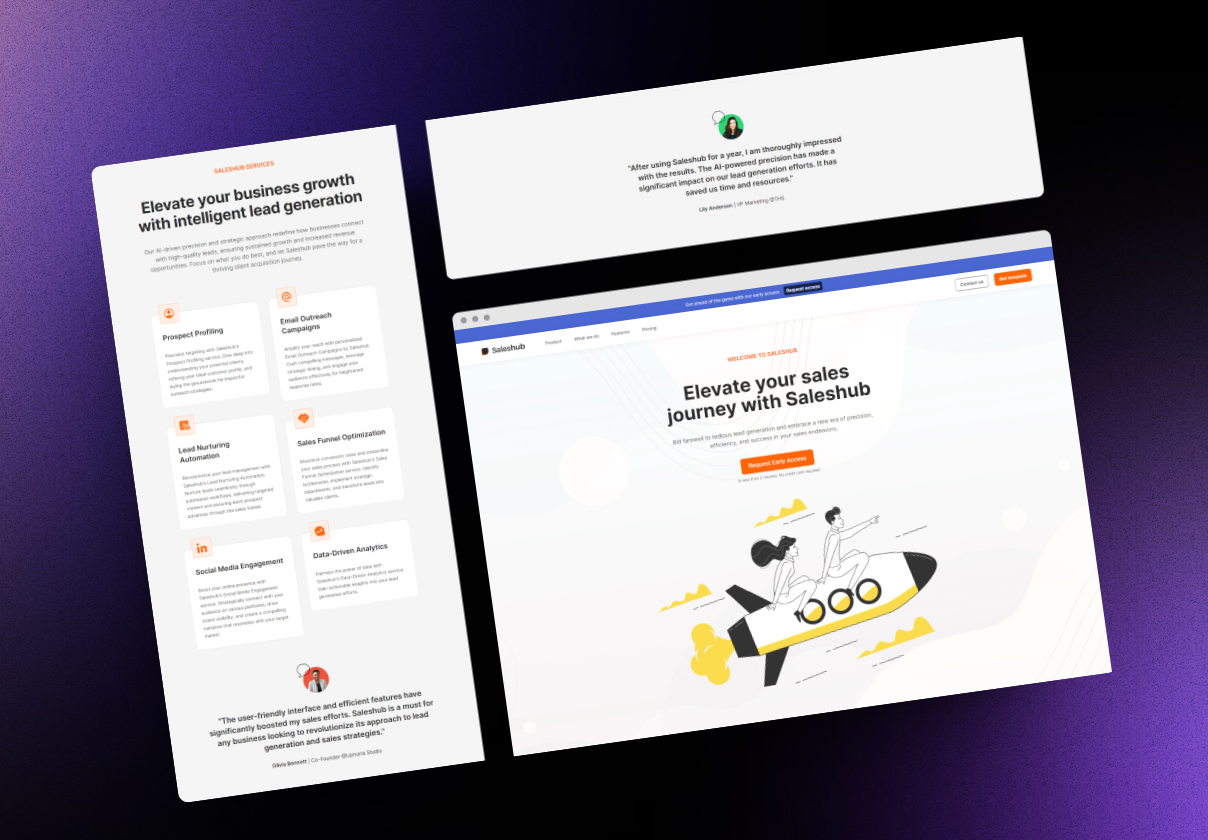 Saleshub - FREE Startup Framer Template animation branding business website consulting website design dailyui framer framer template free framer template landing page landing page design logo startup template startup website template ui user interface web design