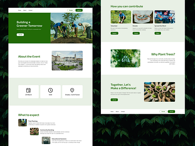 Greener Tomorrow: A Landing Page for Planting Trees Event city design event forest green hero section information arhitecture landing page people together town tree ui ux voluteering