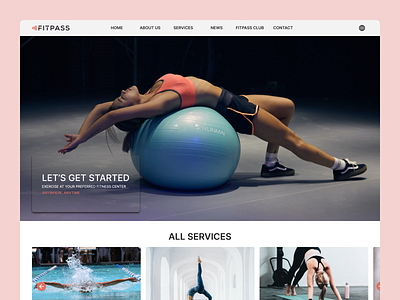 Redesign of Fitpass app branding colours design figma fitness fitpass gym home page homepage illustration landing landing page logo redisgn swim ui ux web yoga