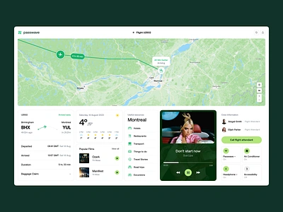 Passwave Dashboard branding dashboard flight logo map navigation player product design travel ui ux weather widget