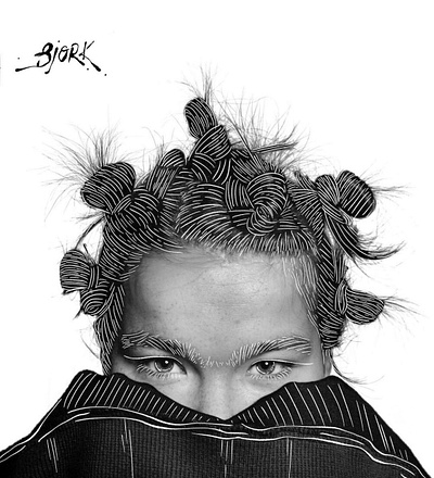 Björk x Nomehas art director bjork bw