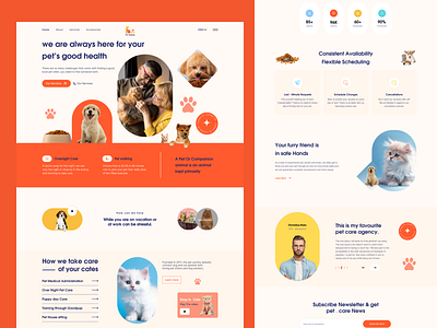 Pet Care Website branding clean design graphic design landing page design pet care design ui ui ux