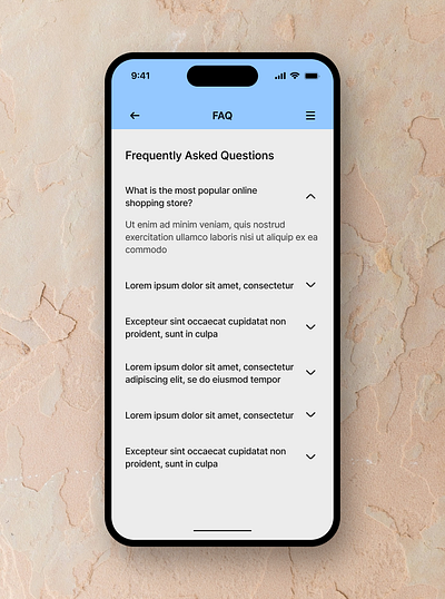 Daily UI Design Challenge | Day 92 | Frequently Asked Questions accessibility autolayout challenge092 colortheory contrast dailyui design faqs graphic design illustration mobileapp responsive typography ui ux