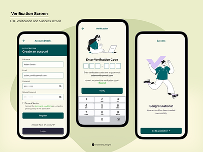 Verification Screens (OTP) account app branding design figma graphic design illustration mobile otp screen typography ui vector verification