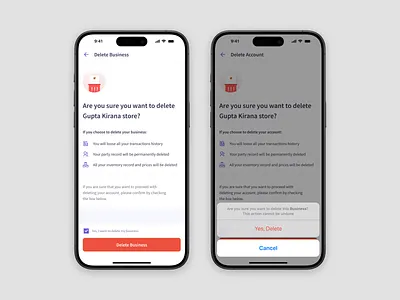 Delete Business app design ui ux