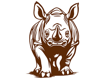 Angry Rhinoceros Illustration animal beast conservation design drawing forest graphic design hand drawn horn illustration jungle rhino rhinoceros strength strong vector wild wildlife zoo