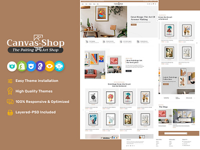 CanvasArt – Painting, Art & Crafts – eCommerce Theme art and craft bootstrap canvas canvas work clean crafts design ecommerce furniture home decor illustration minimal opencart painting prestashop shopify templatetrip woocommerce wordpress