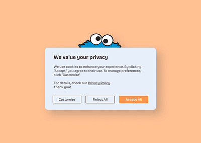 DAY 054 / CONFIRMATION accep all confirmation cookie monster cookies cta daily daily ui dailyui popup privacy ui