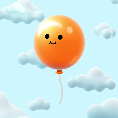 Balloon in the sky 3d 3d character 3d illustration 3danimation animation ballon cloud clouds cute interactive mouse follow sky spline spline render