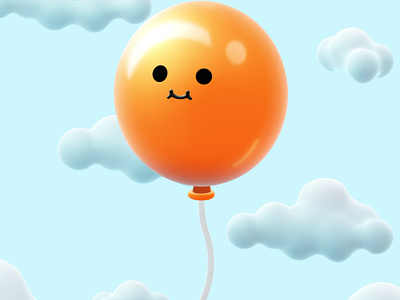 Balloon in the sky 3d 3d character 3d illustration 3danimation animation ballon cloud clouds cute interactive mouse follow sky spline spline render