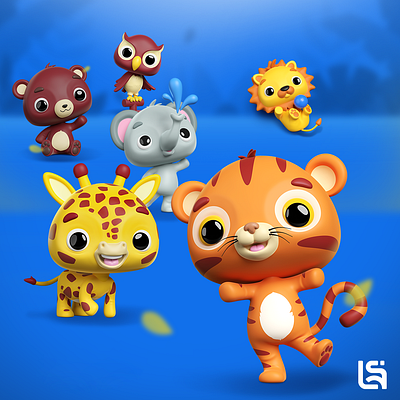 Mili - Cartoon Animals 3d animals blender cartoon lion owl tiger