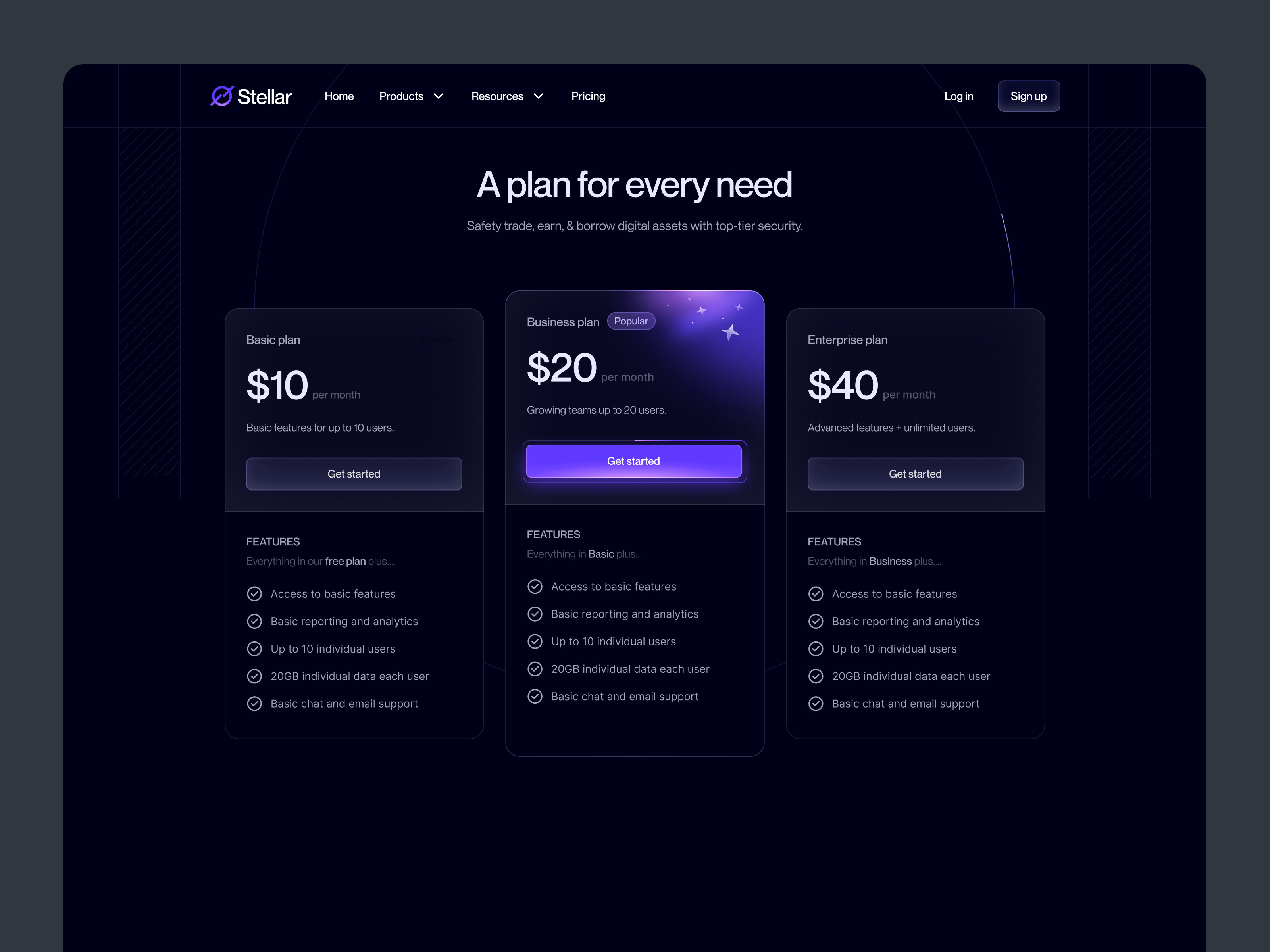 🪄Pricing section - Dark mode clean concept crypto crypto dashboard dark dark mode design finance fintech graphic design interface minimal pricing page pricing section product design ui ux web app web page website