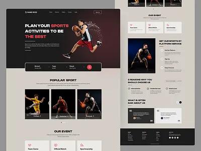 Sport Website Landing Page adventure sport app basketball best design clean design design e commerce football playing shop sport sports sports website sportswear typography ui ui design uiuxdesign vollyball website