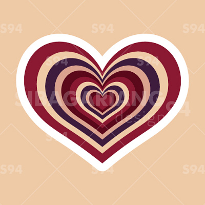 Retro red stickers set for Valentine's Day red strips