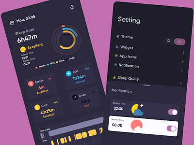 zZZ - Sleep Tracker app charts health mobile sleep ui