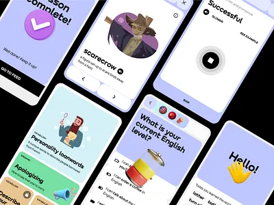 Promova. Language learning app app clean illustration typography ui