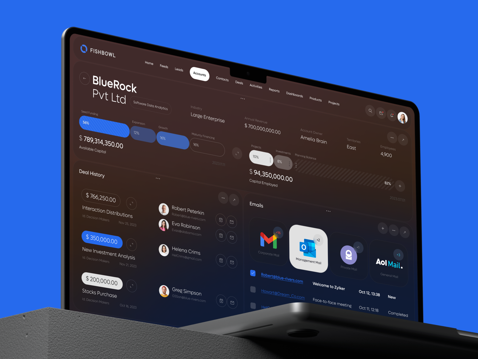 Fishbowl CRM - Business Management Software admin app app design automation b2b business corporate crm dashboard deals design management optimization product design revenue software ui ux web web app