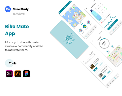 Bike Mate App app bike app bike mate case study mobile app mobile application tracker app tracking app ui ui design uiux user experience user interface ux ux design ux process