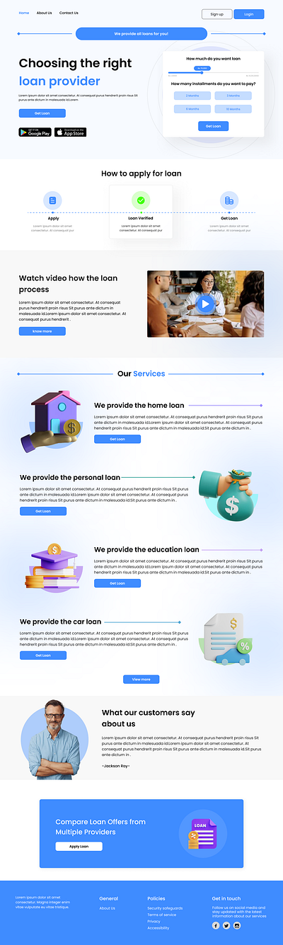 Loan Provider Landing Page landing page uiux design web design