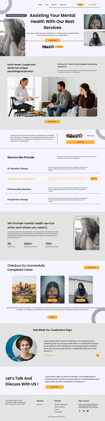 Psychologist landing page landing page ui design web design
