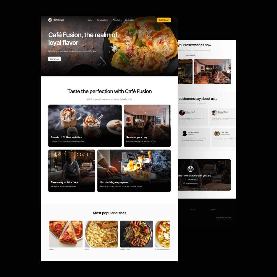 Café Fusion - restaurant website, where taste meets perfection. by ...