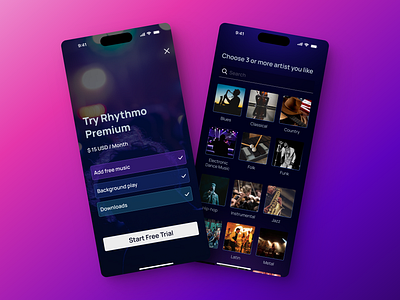 Rhythmo branding ui