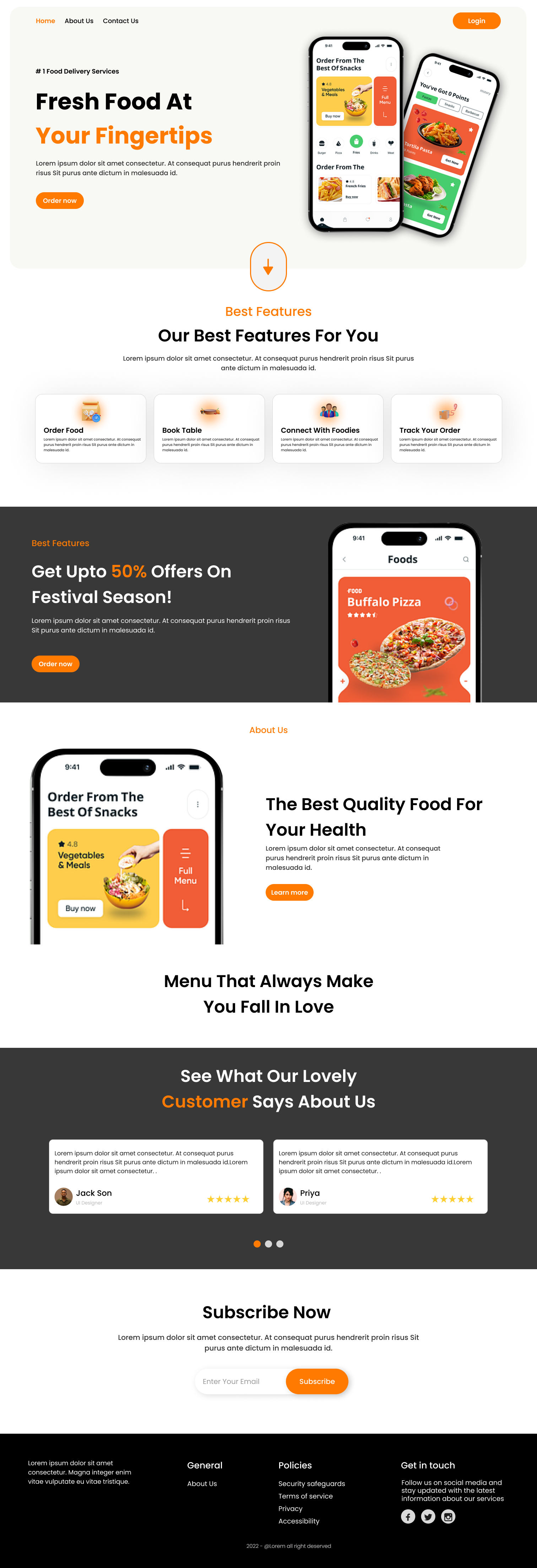 Food Landing Page landing page web design