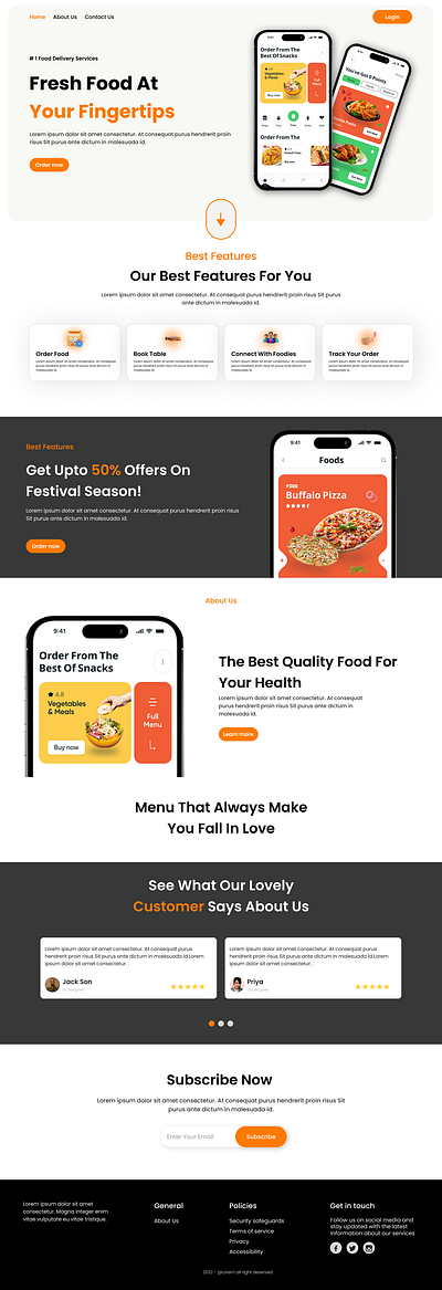 Food Landing Page landing page web design