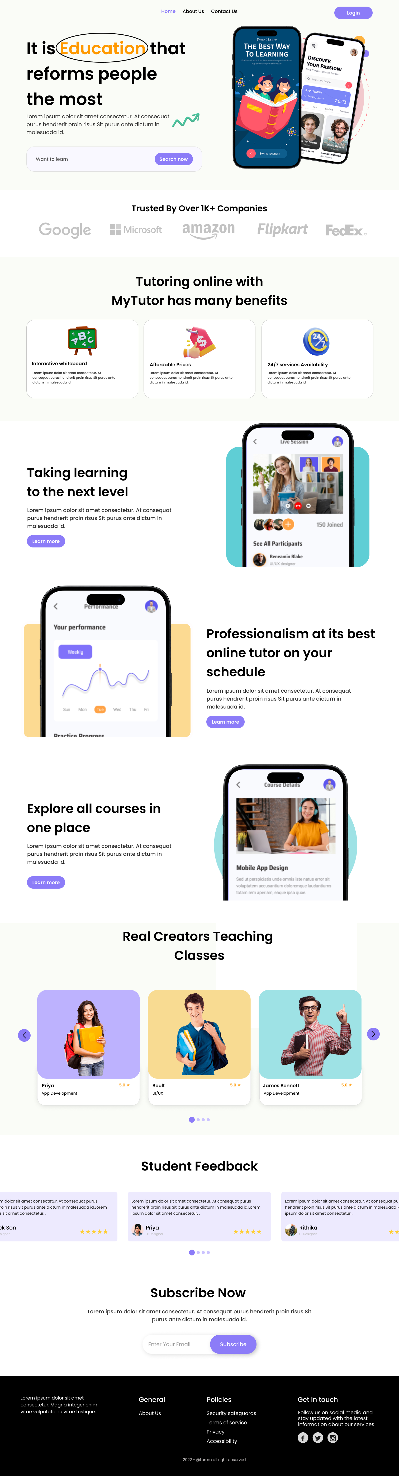 Education Landing Page landing page ui design web design