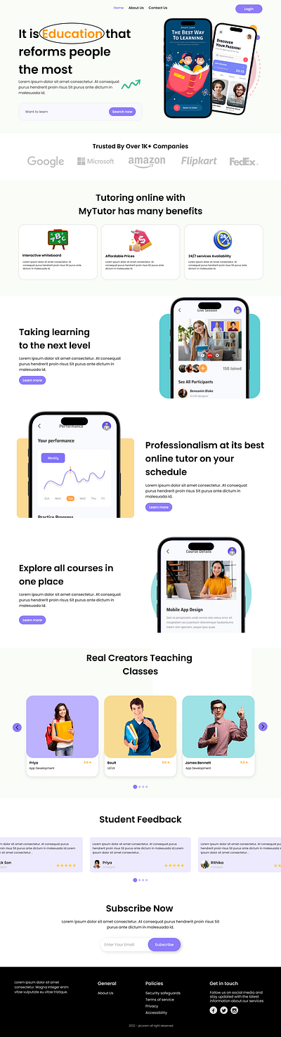 Education Landing Page landing page ui design web design