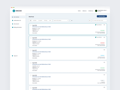 Marina Boat Rental Website - Home Dashboard and individual slip app design blue boat branding dashboard dashboard design design home page illustration marinarenting sea ui ux uxui web design yacht