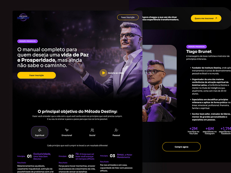 Landing Page - Método Destiny branding design studio digital marketing landing page marketing redesign ui ux webflow webflow experts