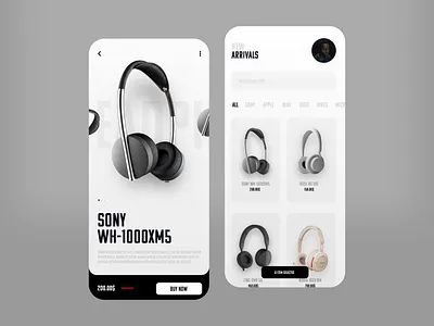 Headphones selling mobile app UI/UX app design inspiration chart dark mode light mode minim minimalist mobile app product design ui ui ux ui ux design ux web design