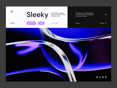 Sleeky: Design Agency Landing Page 3d abstract abstract shape agency design agency landing page simple typography ui ux