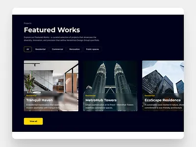 Works section - Web design architect website architects clean design minimal modern ui web design web sections webdesign website works works section