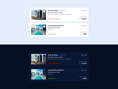 Hotel Card Components app booking design hotels interface ui ux web