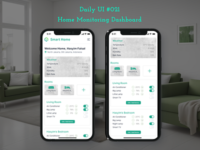 Daily UI #021 - Home Monitoring Dashboard ac bed room daily ui day 21 desktop home monitoring dashboard light living room mobile app ui ux website