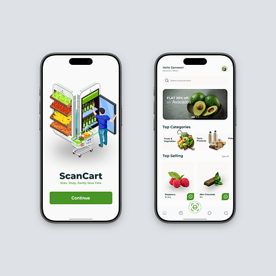 ScanCart Smart Grocery App UI/UX Design app app design fruit grocery store scan smart grocery app ui design uiux vegetables