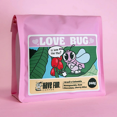Love Bug - Have Fun Coffee branding canada coffee graphic design halifax illustration label logo logo design montreal new york nova scotia package design packaging vancouver