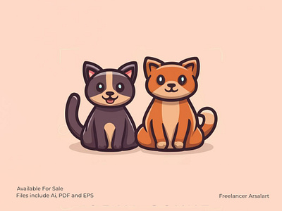 Cute Pet logo - For Sell cat and dog logo cat logo cat pet logo cute logo cute pet logo dog logo dog pet logo logo for sell new pet logo pet logo pet logo for sell
