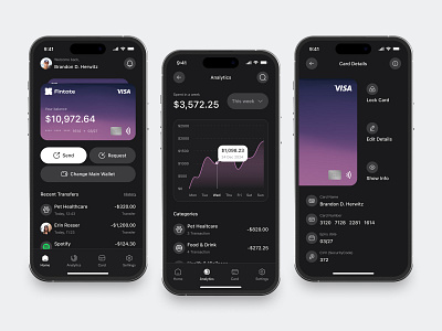 Finance Mobile App app banking card chart clean dark design fireart ios list ui ux