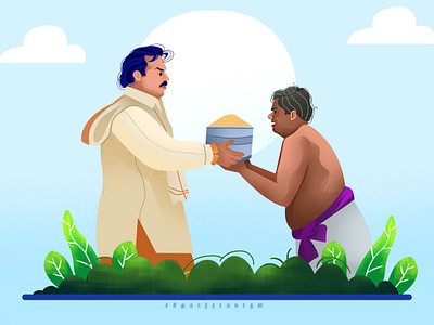 Vijayakath farmer character illustration tamil traditional tamil trending ui vijayakath village people