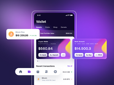 Vold.ai - Wallet app assets bitcoin blockchain crypto ethereum friendly purple solana token wallet xrp